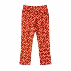 Kasper Scarlet Multi Chain Stretch Straight Leg Pant With Side Zip Sz 8 Preppy
